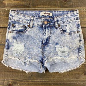 JESS Stone Washed Distressed Blue Jean Cut Off Shorts Women's Size MEDIUM